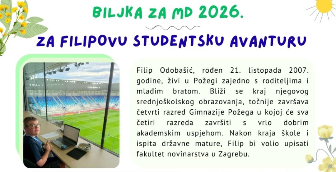 Pridružite se humanitarnoj akciji „Biljka za MD“ – zajedno za Filipov studentski put
